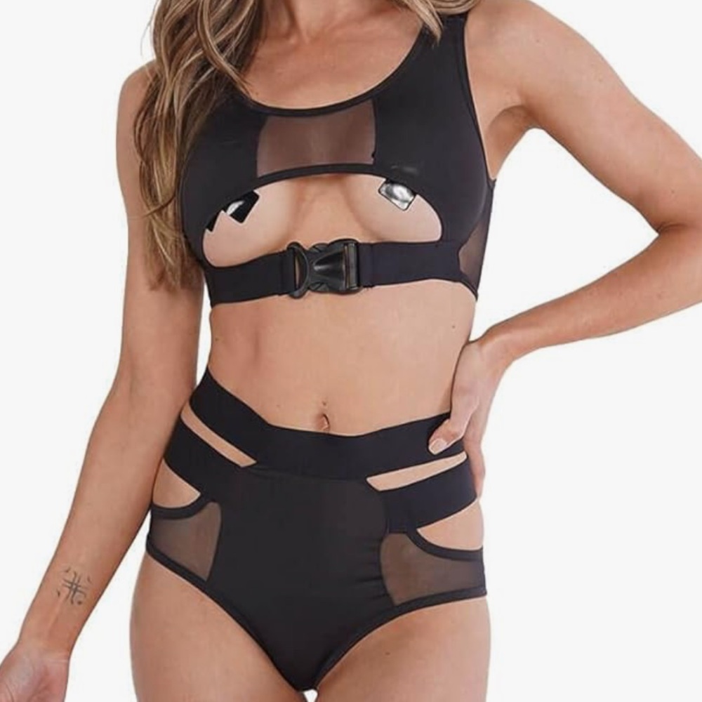 Rave strappy & mesh set size S/M black *worn once, runs small*